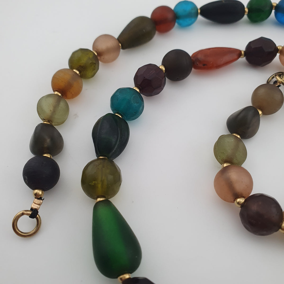 Antique African Style MultiColor Glass Beads Necklace