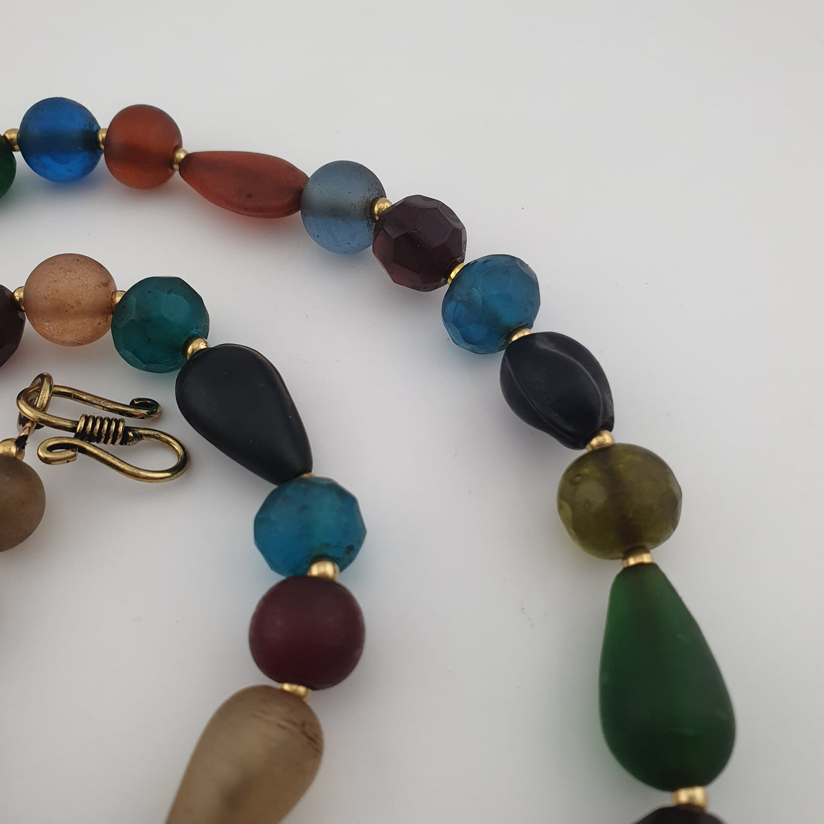 Antique African Style MultiColor Glass Beads Necklace