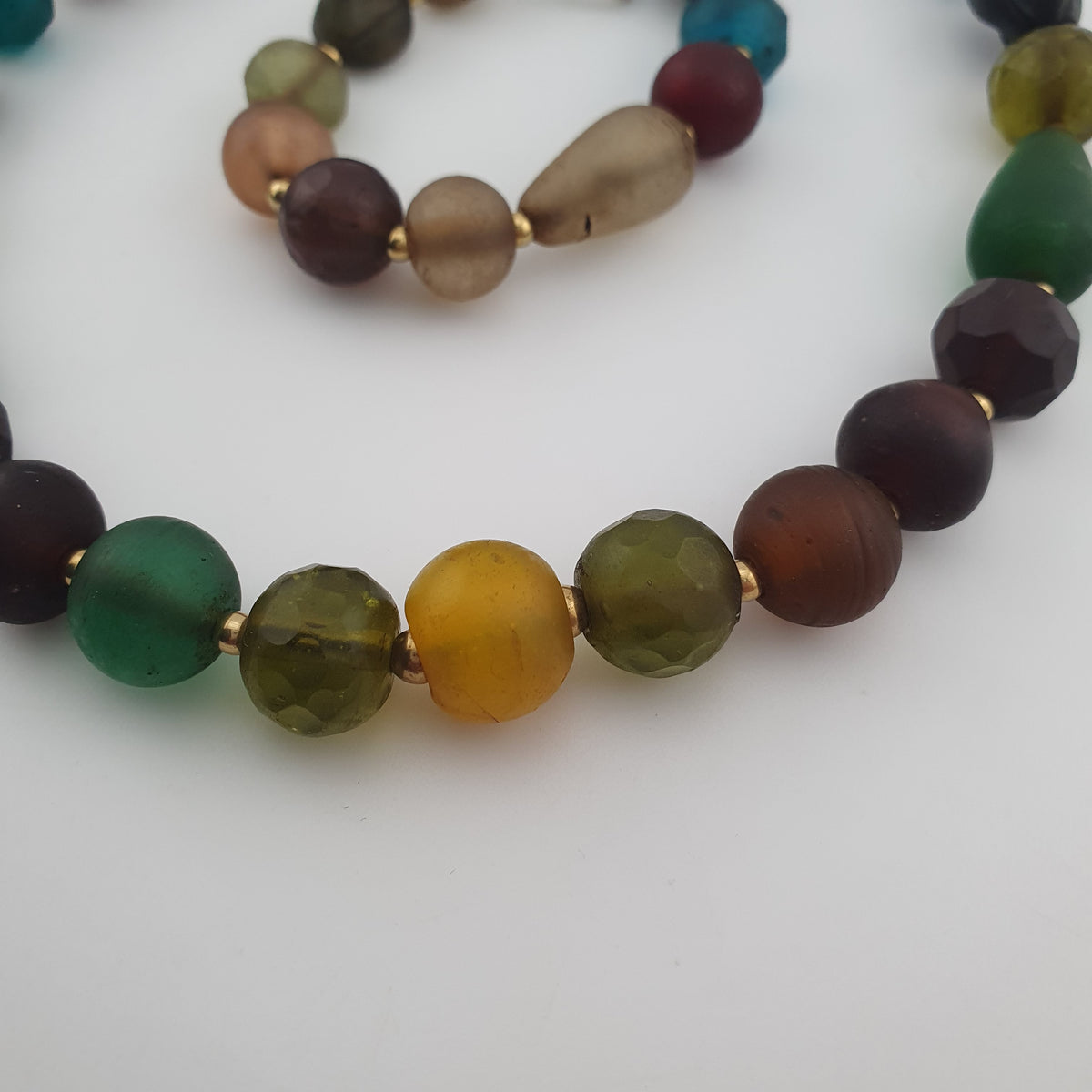 Antique African Style MultiColor Glass Beads Necklace