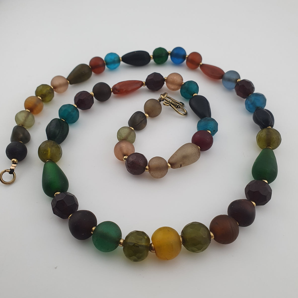 Antique African Style MultiColor Glass Beads Necklace