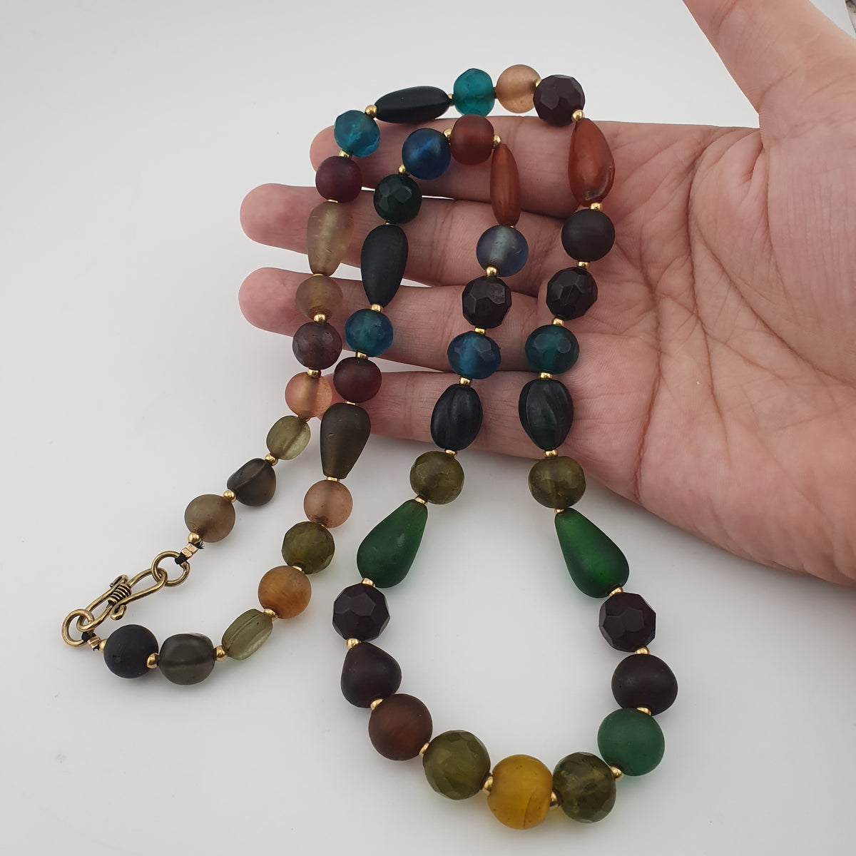 Antique African Style MultiColor Glass Beads Necklace