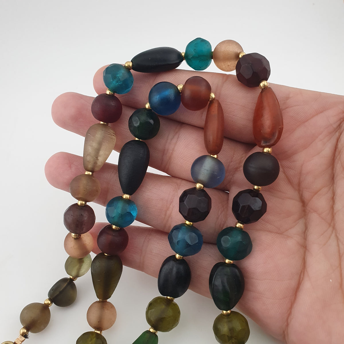 Antique African Style MultiColor Glass Beads Necklace