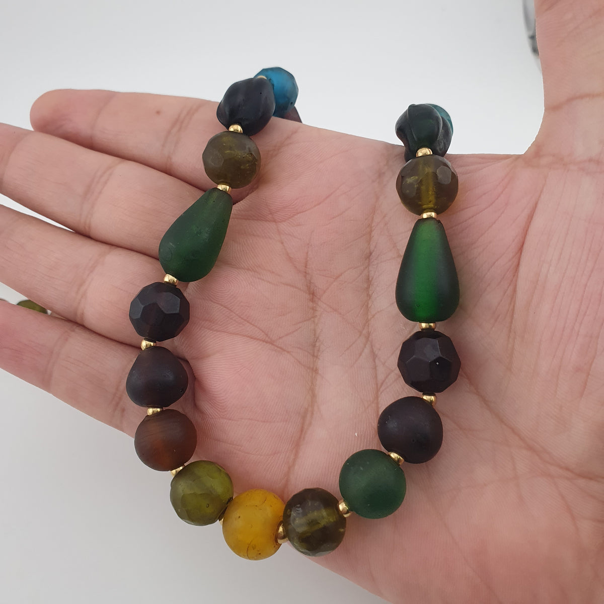 Antique African Style MultiColor Glass Beads Necklace