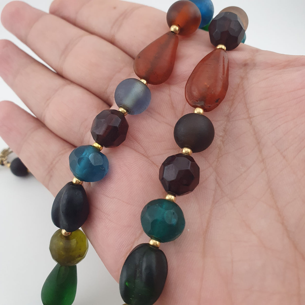 Antique African Style MultiColor Glass Beads Necklace