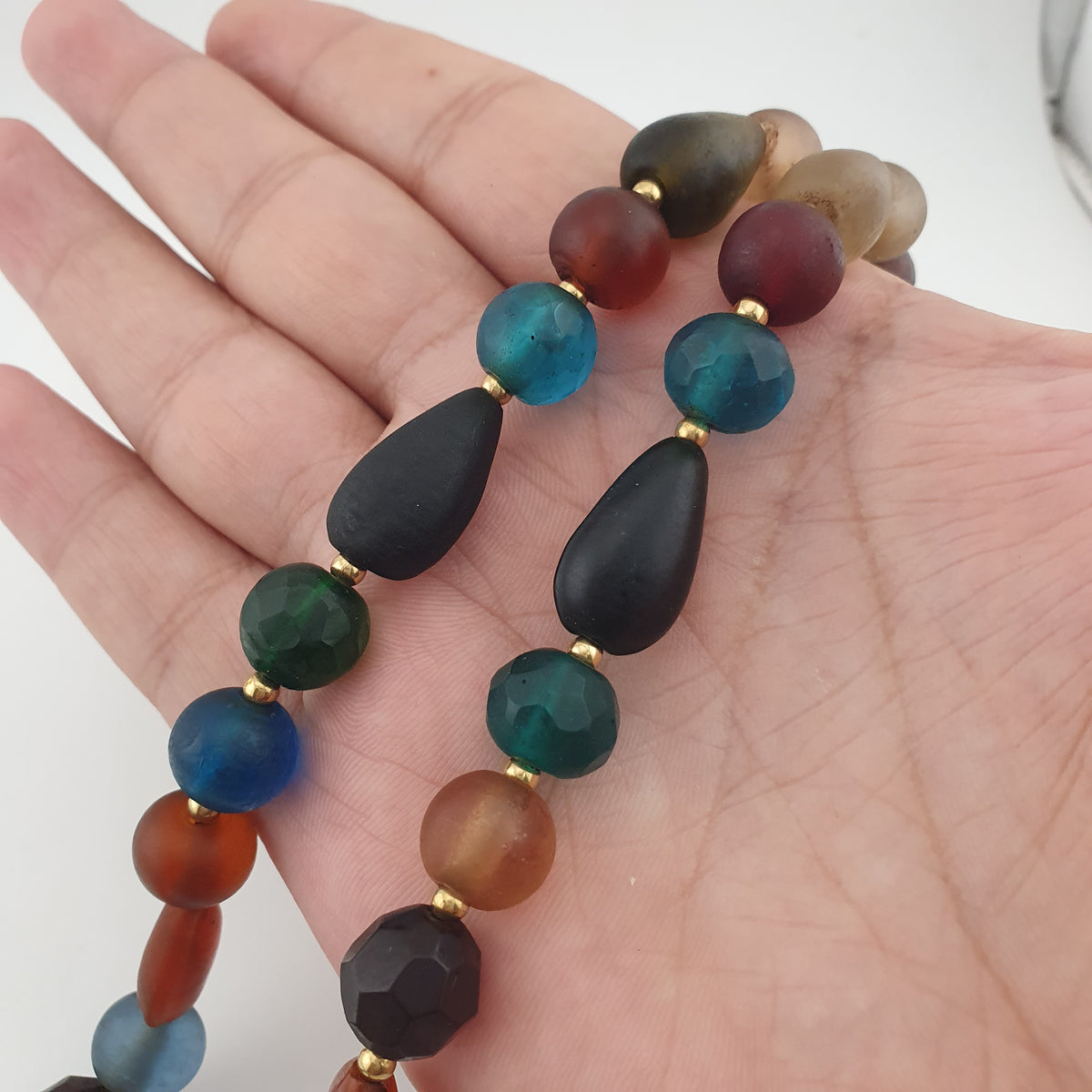 Antique African Style MultiColor Glass Beads Necklace