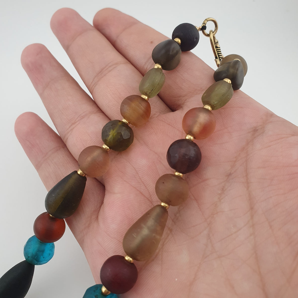 Antique African Style MultiColor Glass Beads Necklace