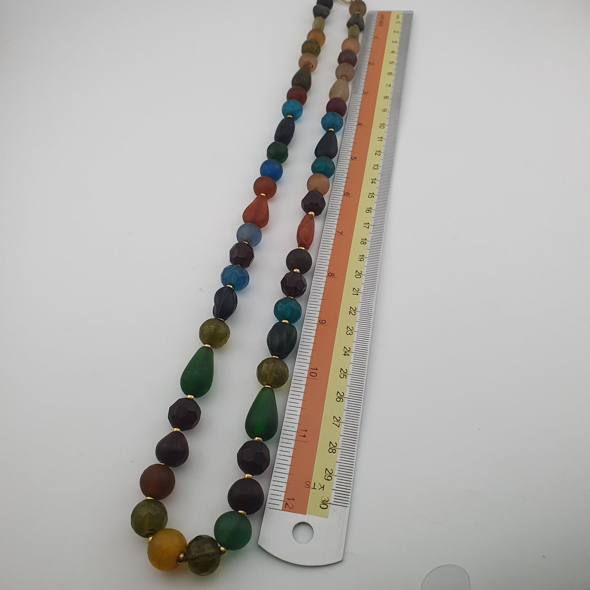 Antique African Style MultiColor Glass Beads Necklace