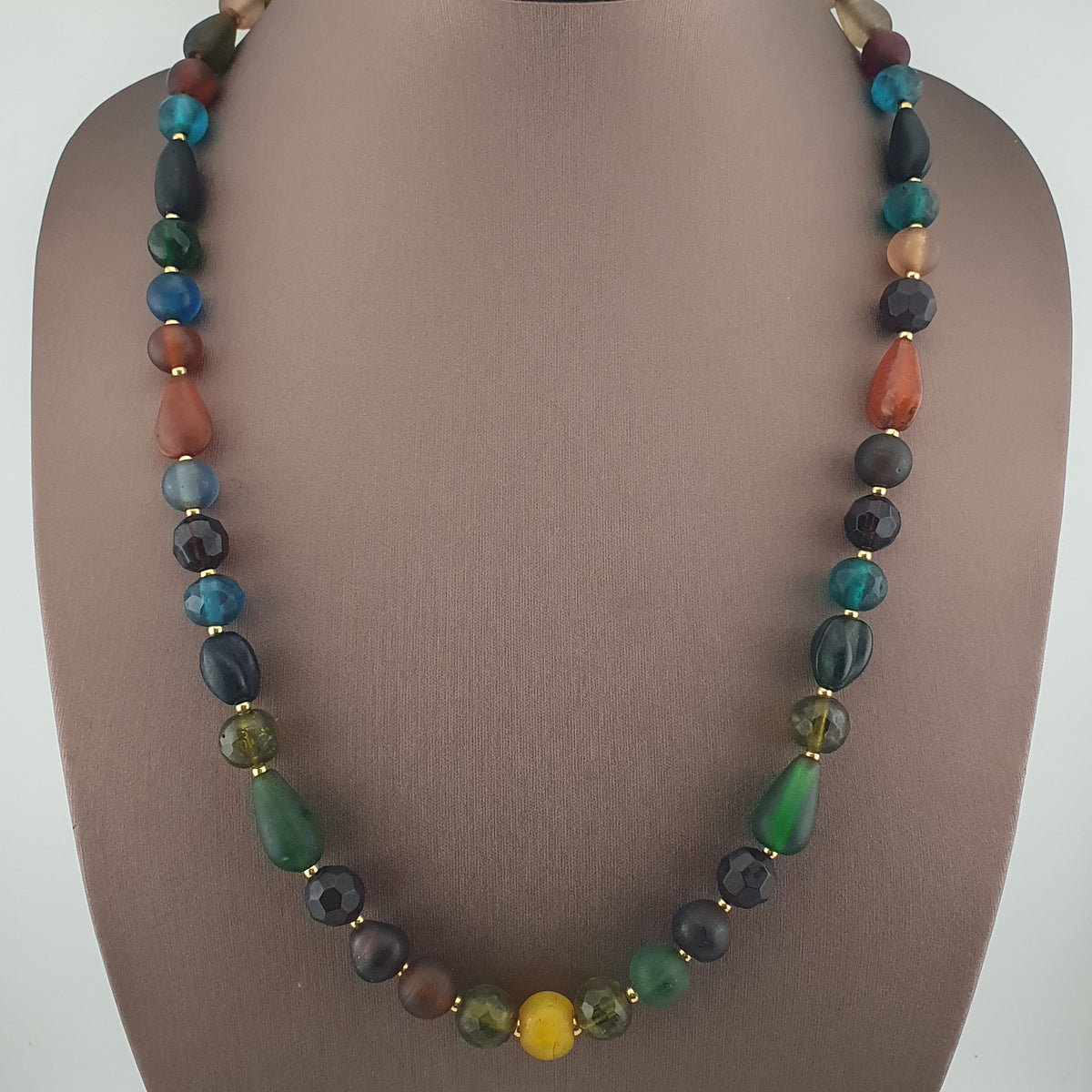 Antique African Style MultiColor Glass Beads Necklace