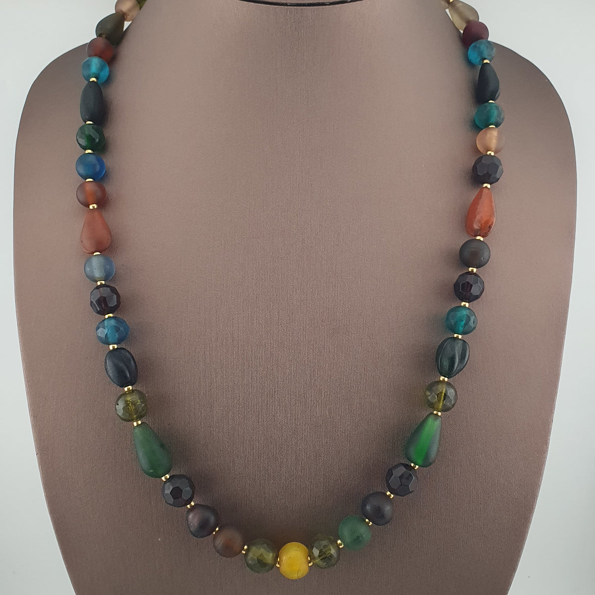 Antique African Style MultiColor Glass Beads Necklace