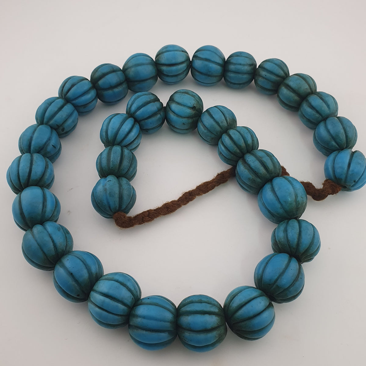 Antique African Turqouise Blue Melon Shape Beads Necklace Strands