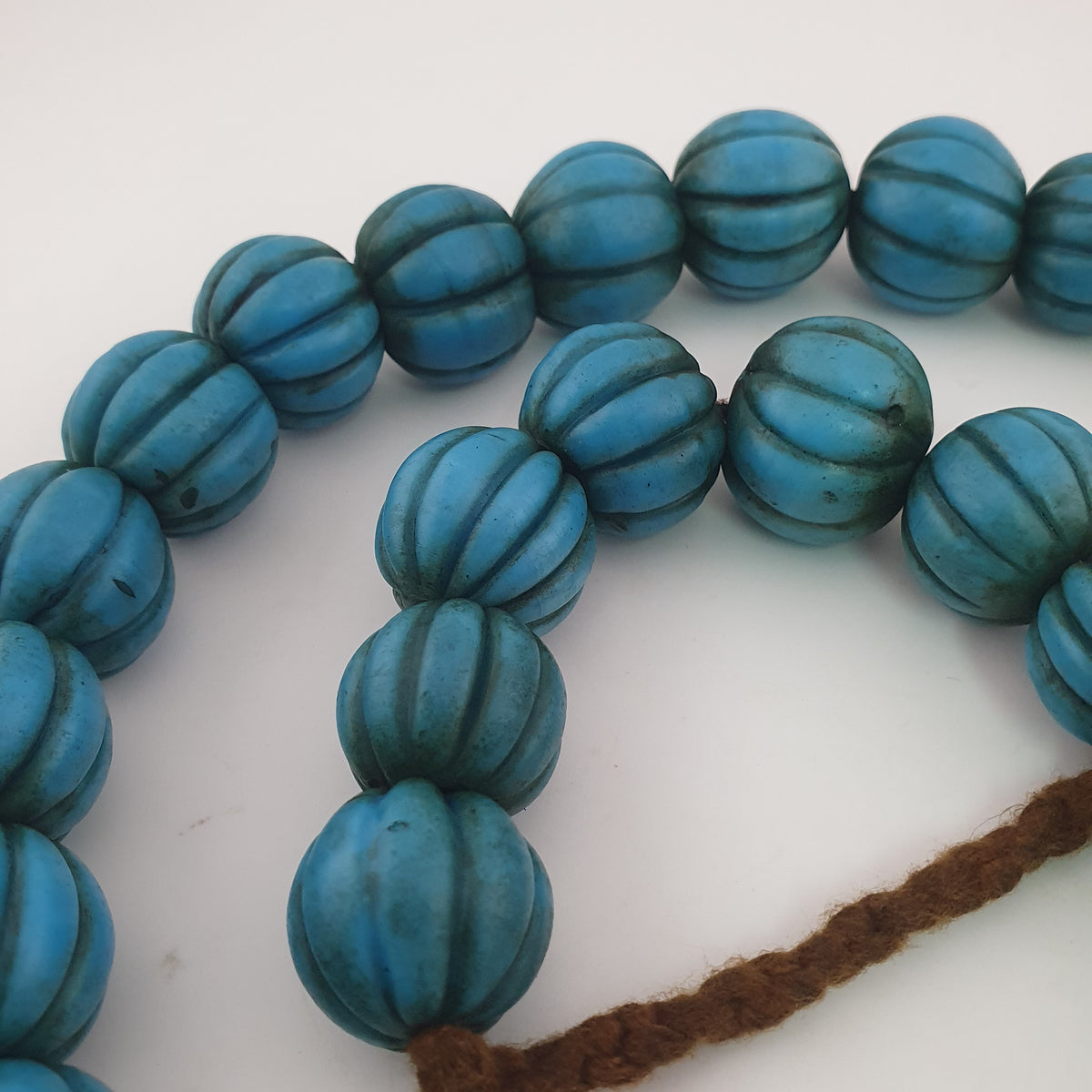 Antique African Turqouise Blue Melon Shape Beads Necklace Strands
