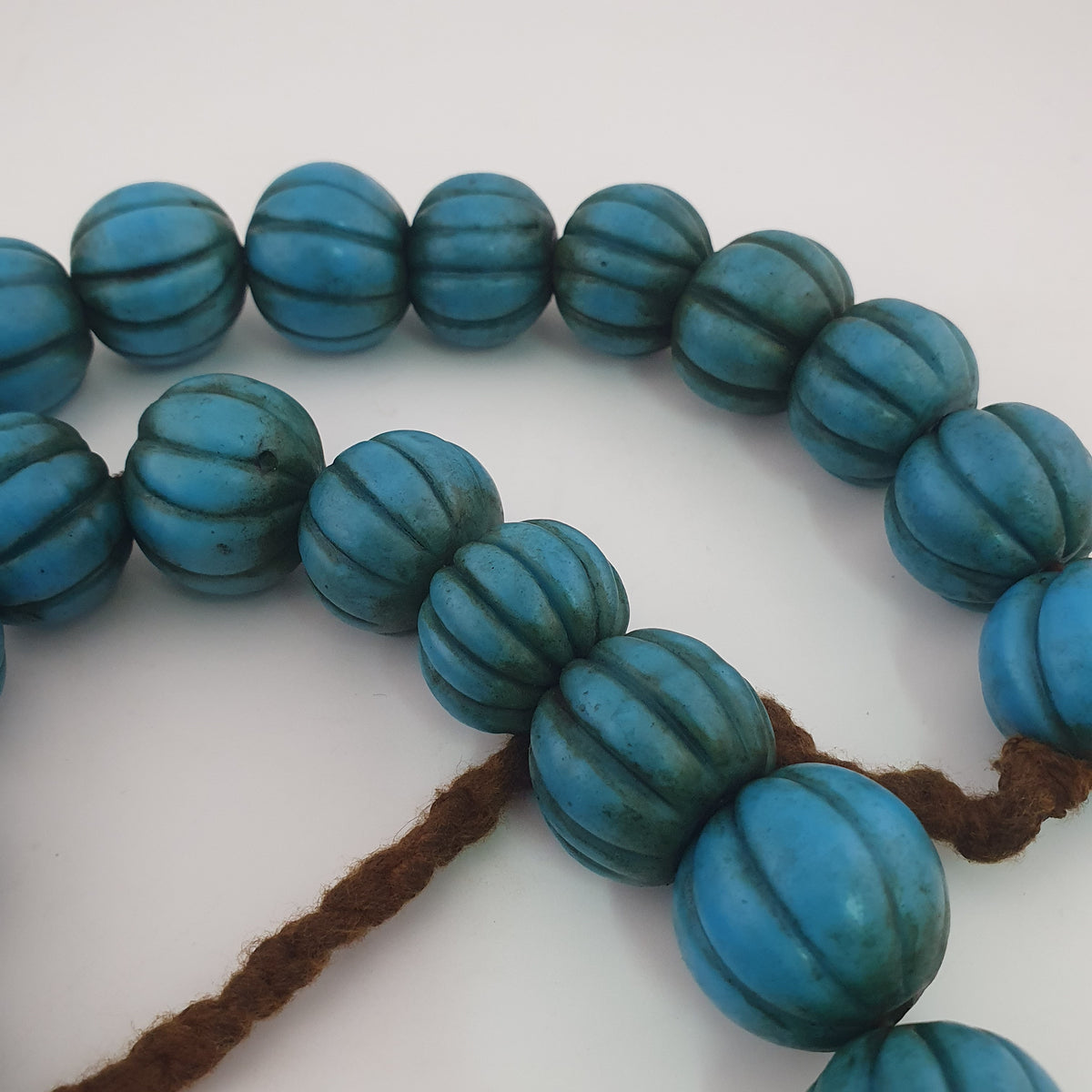 Antique African Turqouise Blue Melon Shape Beads Necklace Strands
