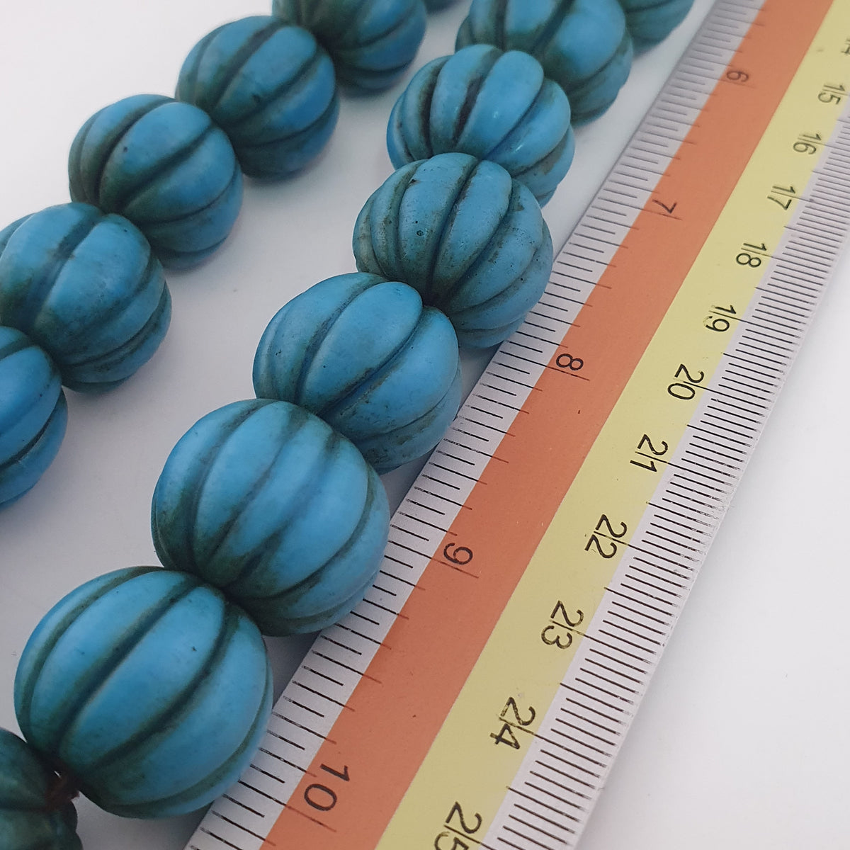 Antique African Turqouise Blue Melon Shape Beads Necklace Strands