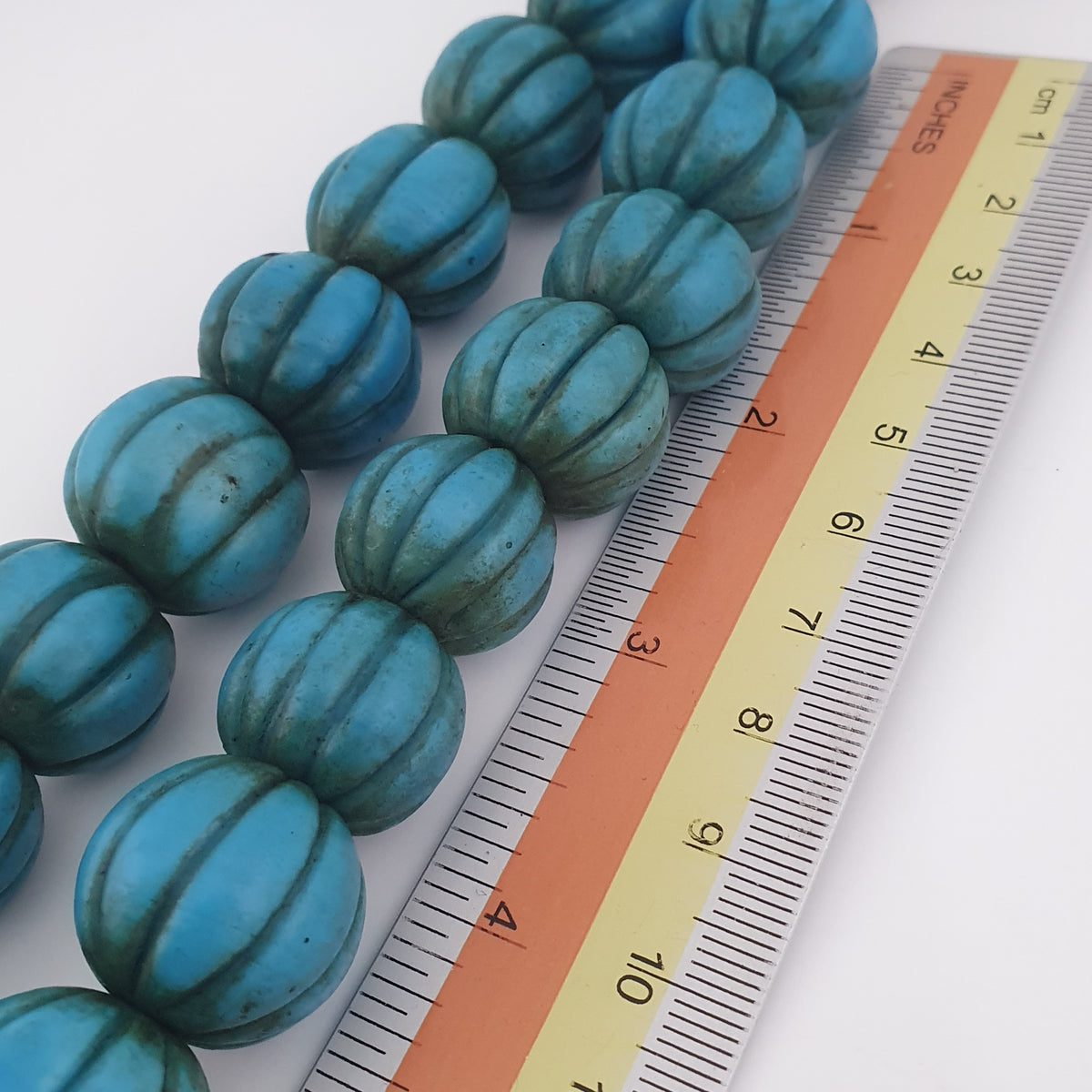 Antique African Turqouise Blue Melon Shape Beads Necklace Strands