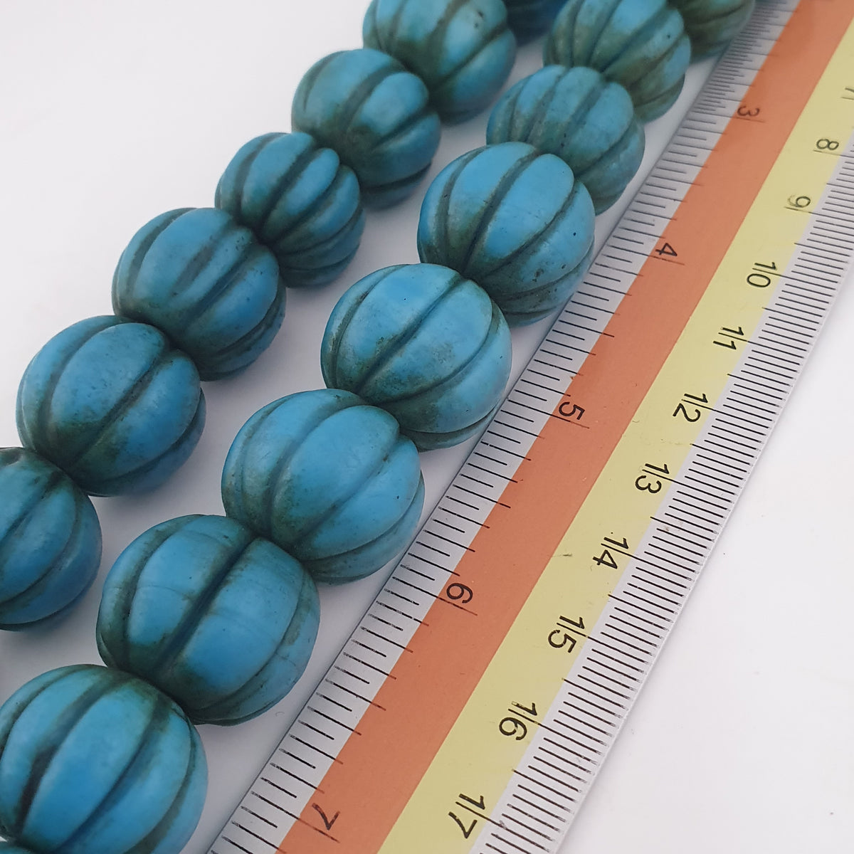 Antique African Turqouise Blue Melon Shape Beads Necklace Strands