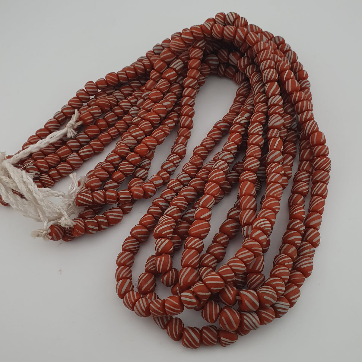 Vintage African Style Stripe Light Orange 7mm - 8.5 mm Glass Beads Necklace Strand