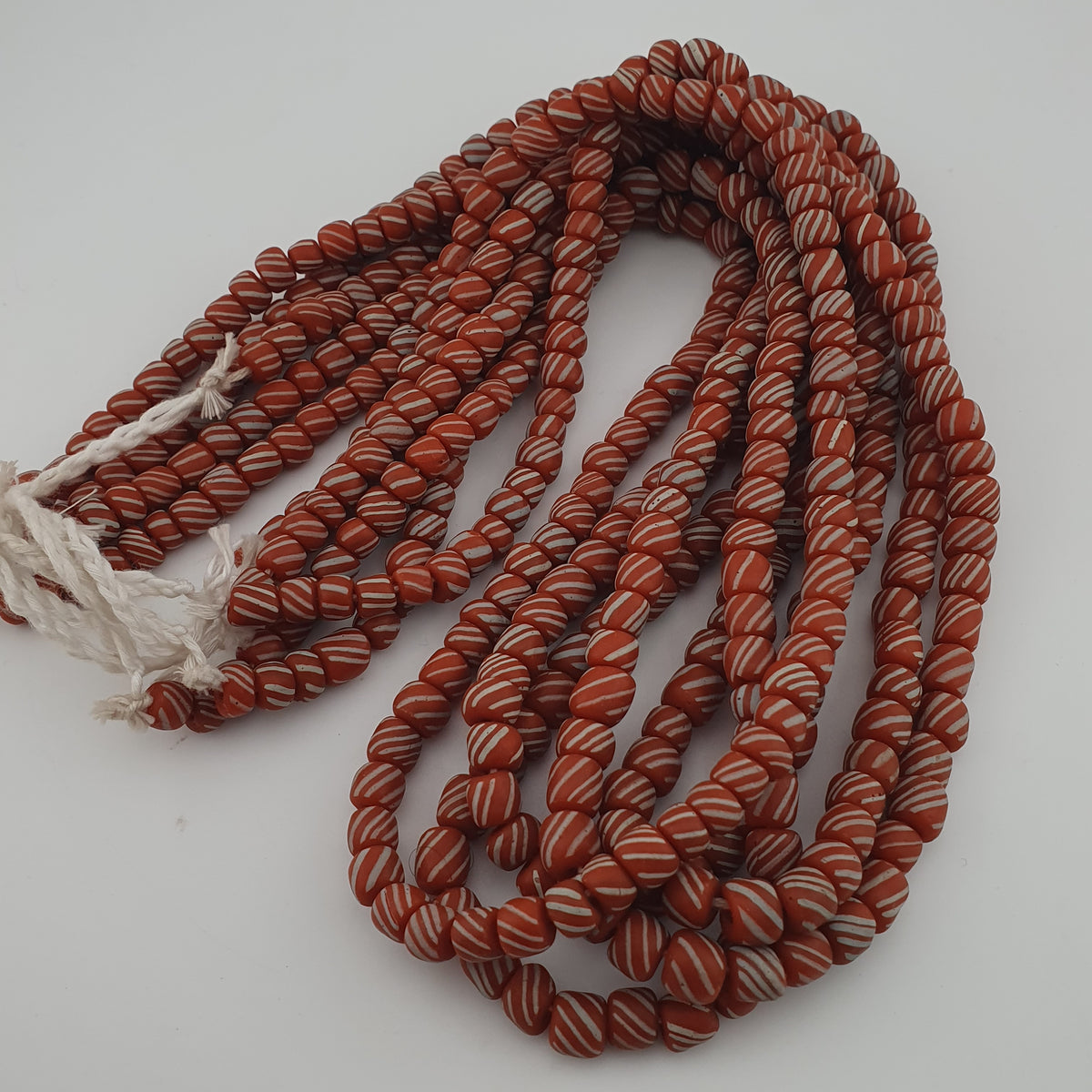 Vintage African Style Stripe Light Orange 7mm - 8.5 mm Glass Beads Necklace Strand