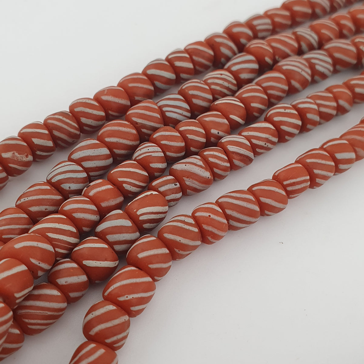 Vintage African Style Stripe Light Orange 7mm - 8.5 mm Glass Beads Necklace Strand