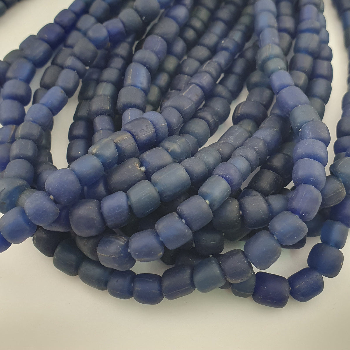 Vintage African Style Irregular Shape Cobalt Blue - 6.5mm-7.5mm Glass Beads Strand