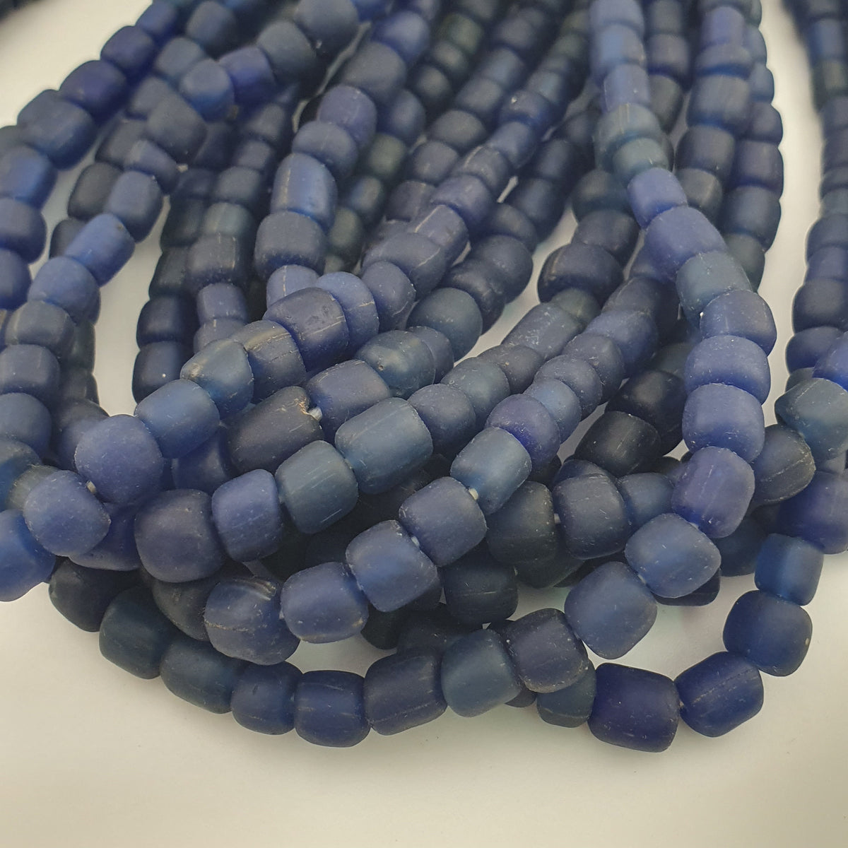 Vintage African Style Irregular Shape Cobalt Blue - 6.5mm-7.5mm Glass Beads Strand