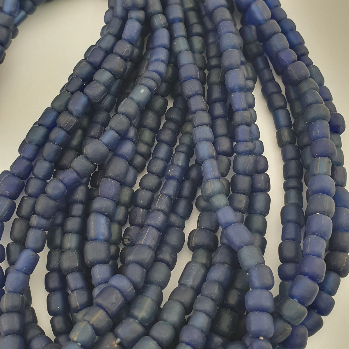 Vintage African Style Irregular Shape Cobalt Blue - 6.5mm-7.5mm Glass Beads Strand