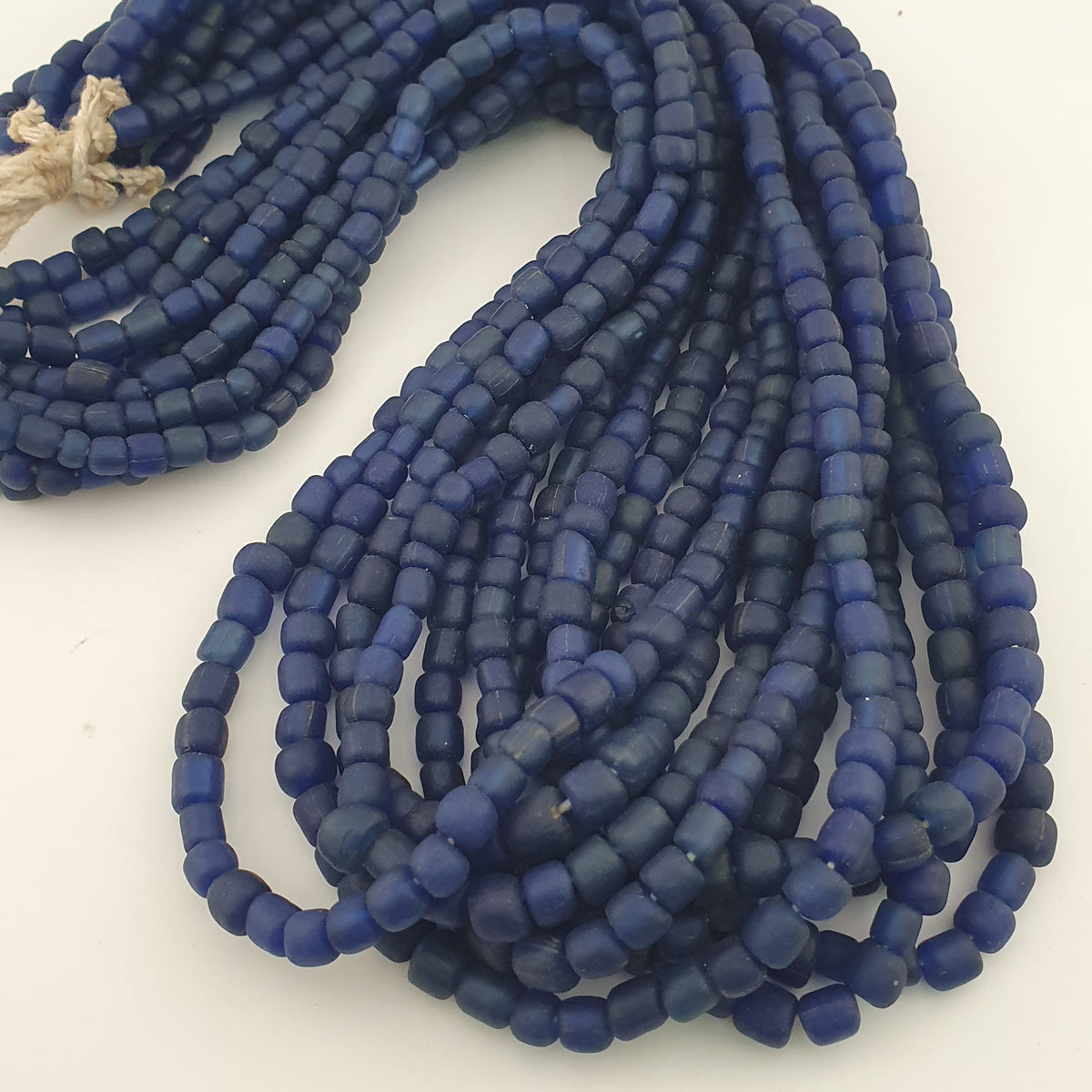 Vintage African Style Irregular Shape Cobalt Blue - 6.5mm-7.5mm Glass Beads Strand