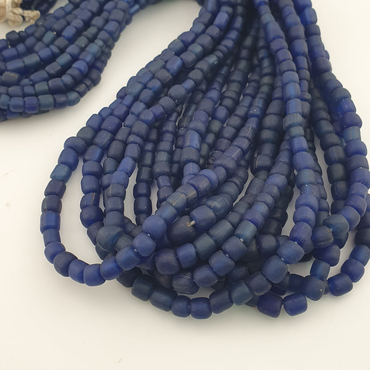 Vintage African Style Irregular Shape Cobalt Blue - 6.5mm-7.5mm Glass Beads Strand