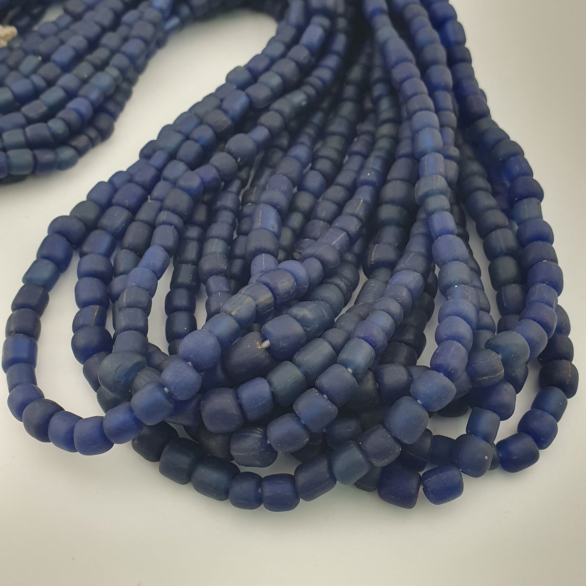 Vintage African Style Irregular Shape Cobalt Blue - 6.5mm-7.5mm Glass Beads Strand