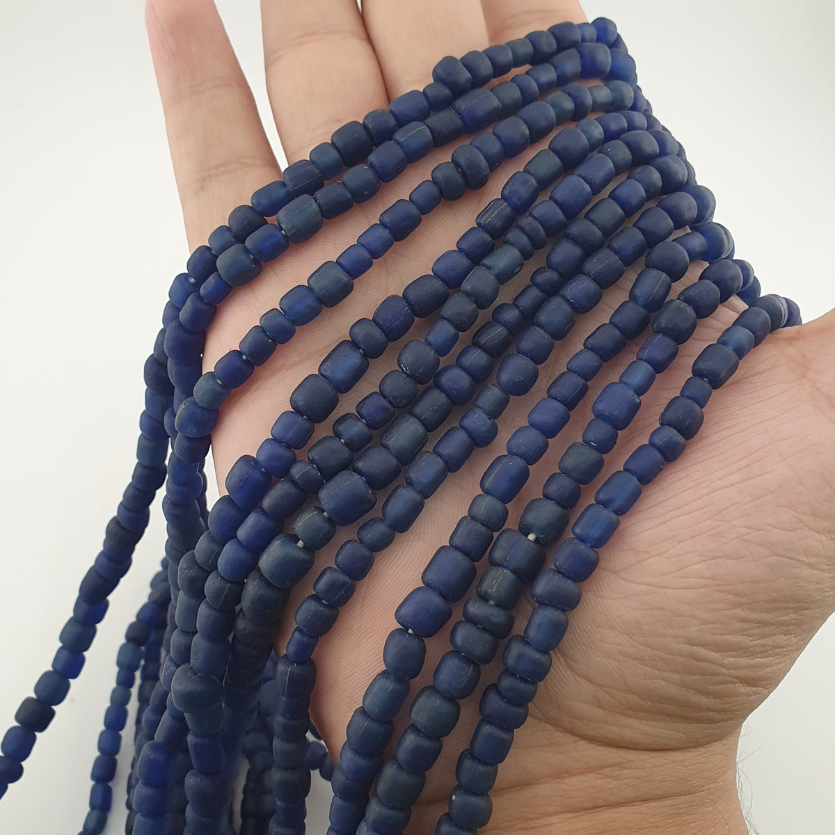 Vintage African Style Irregular Shape Cobalt Blue - 6.5mm-7.5mm Glass Beads Strand