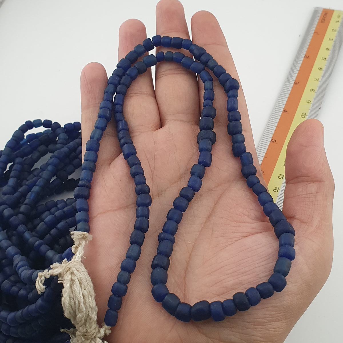 Vintage African Style Irregular Shape Cobalt Blue - 6.5mm-7.5mm Glass Beads Strand