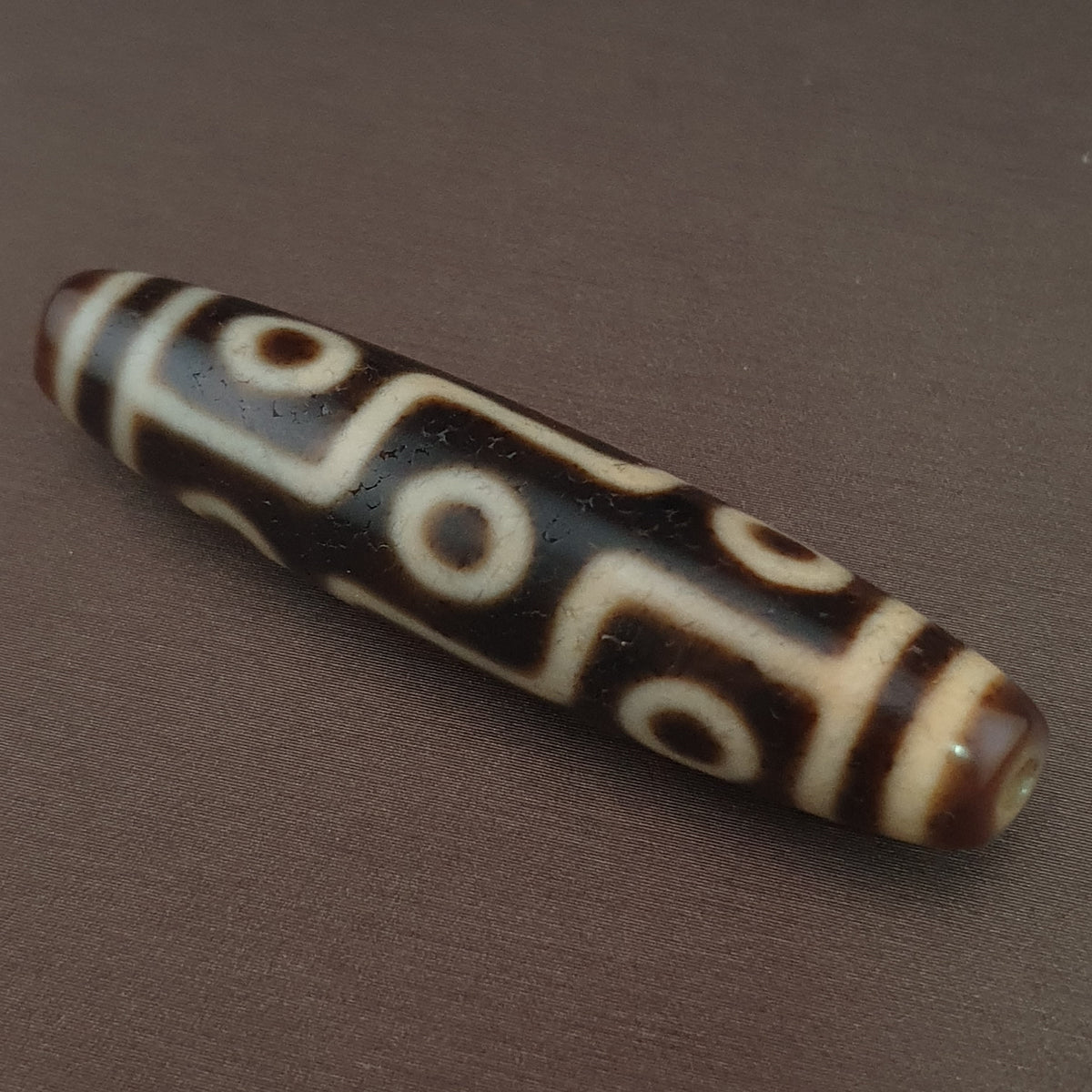 Pendentif Amulette Tibétaine Ancienne Agate Dzi 9 Yeux de l'Himalaya