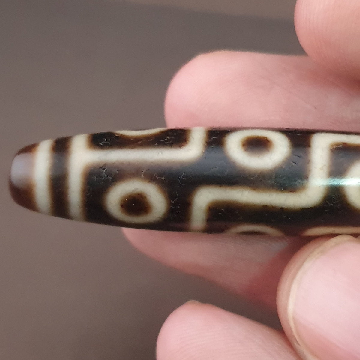 Pendentif Amulette Tibétaine Ancienne Agate Dzi 9 Yeux de l'Himalaya