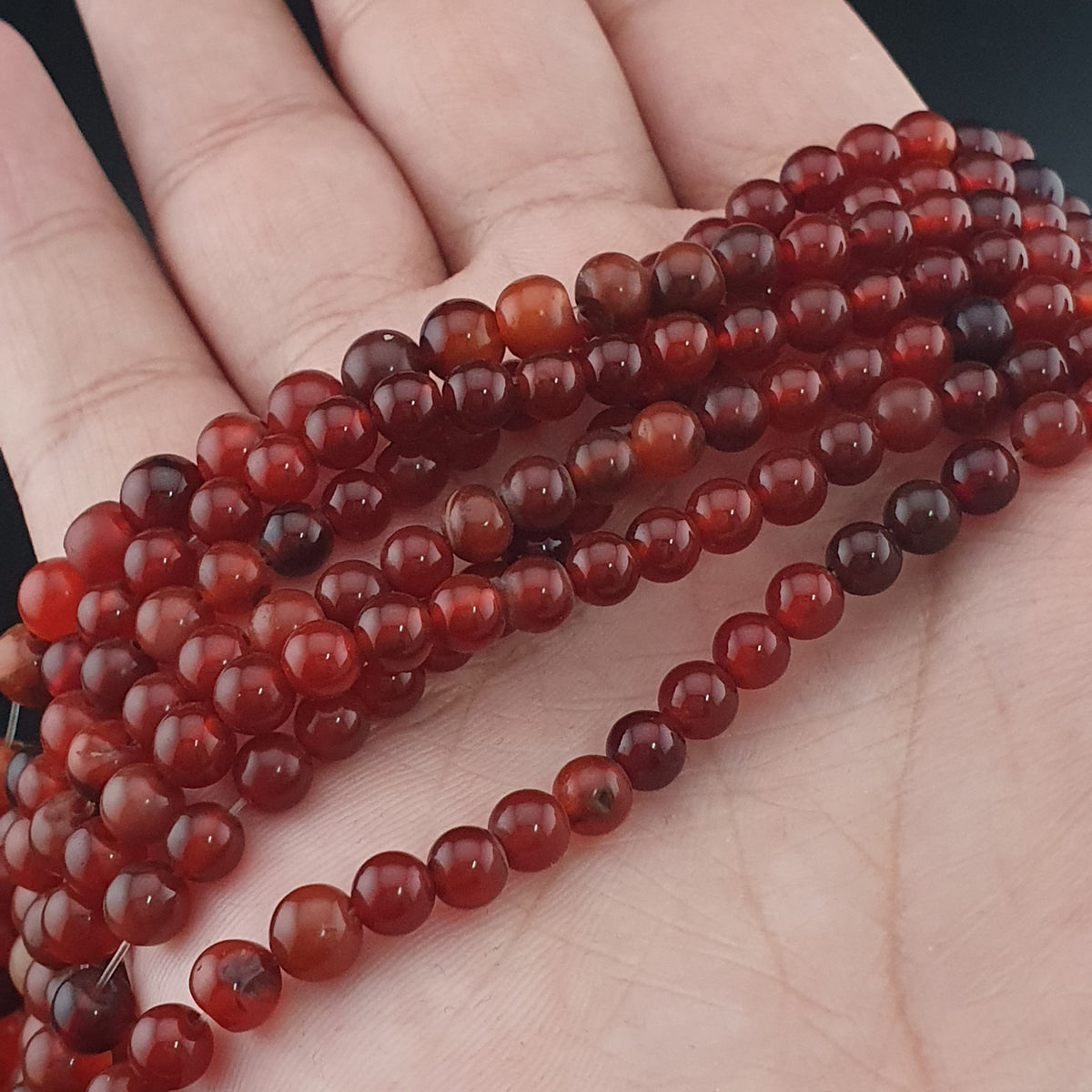 Collier vintage perles africaines agate cornaline rouge multi-rangs du Mali