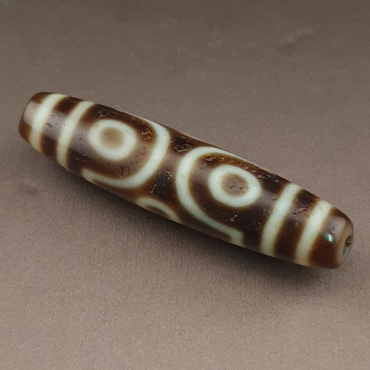 Antike tibetische 6-Augen-Himalaya-Achat-Dzi-Perle Amulett Anhänger