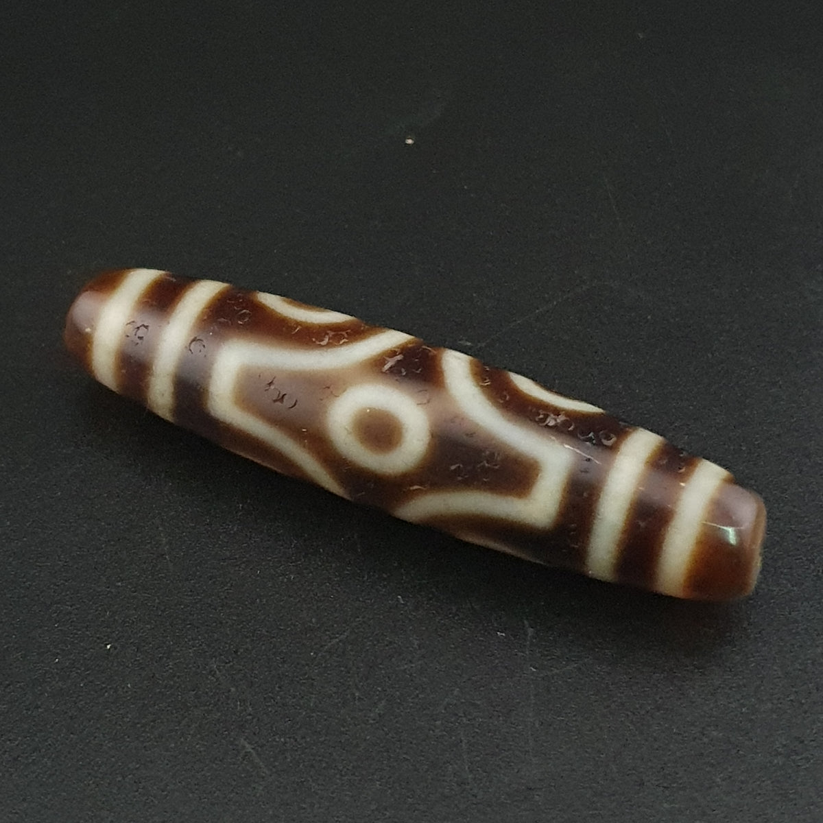 Antike tibetische 6-Augen-Himalaya-Achat-Dzi-Perle Amulett Anhänger