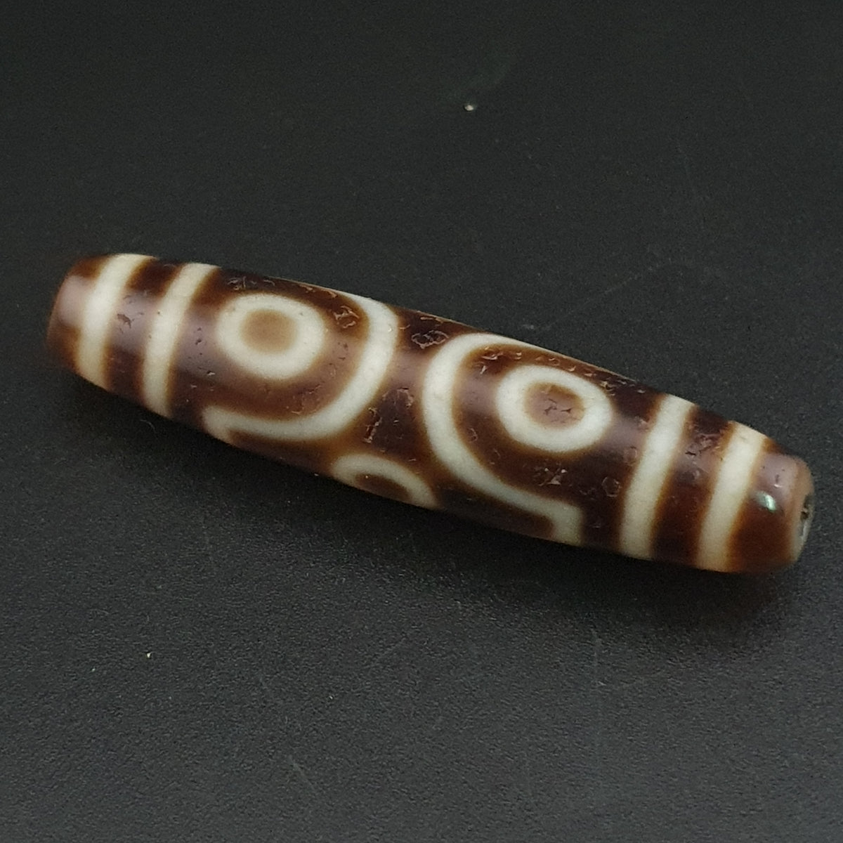 Antike tibetische 6-Augen-Himalaya-Achat-Dzi-Perle Amulett Anhänger