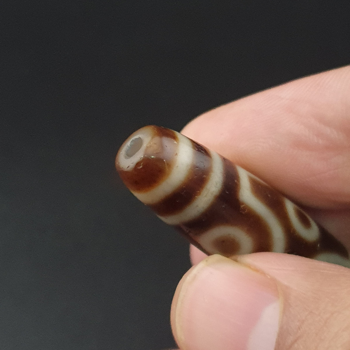 Antike tibetische 6-Augen-Himalaya-Achat-Dzi-Perle Amulett Anhänger