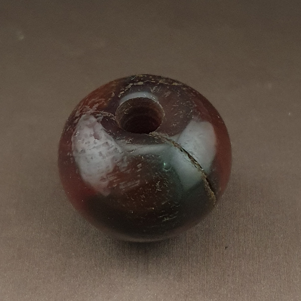 Vintage Natural Pattern Suliemani Tire Shape Agate Bead Amulet