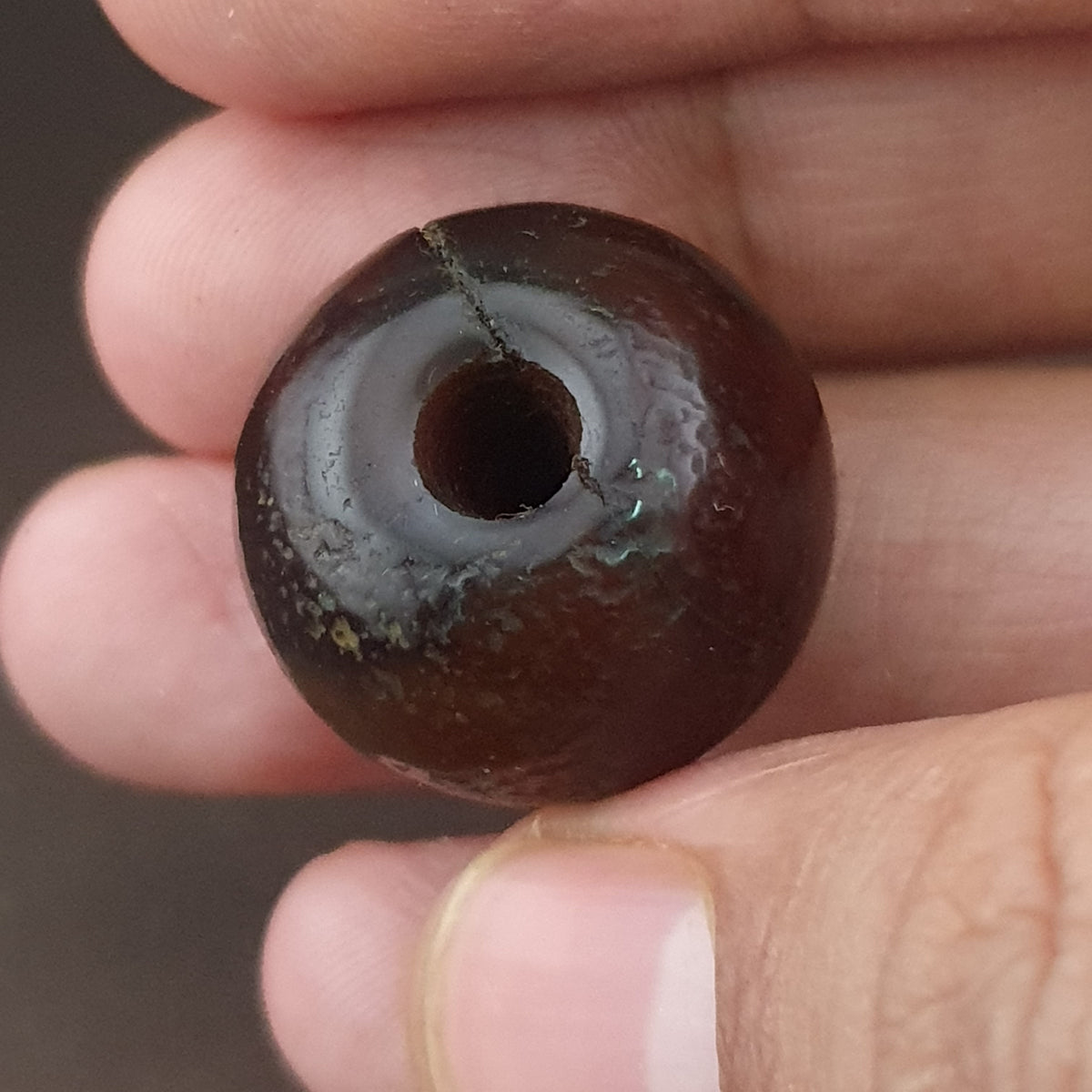 Vintage Natural Pattern Suliemani Tire Shape Agate Bead Amulet