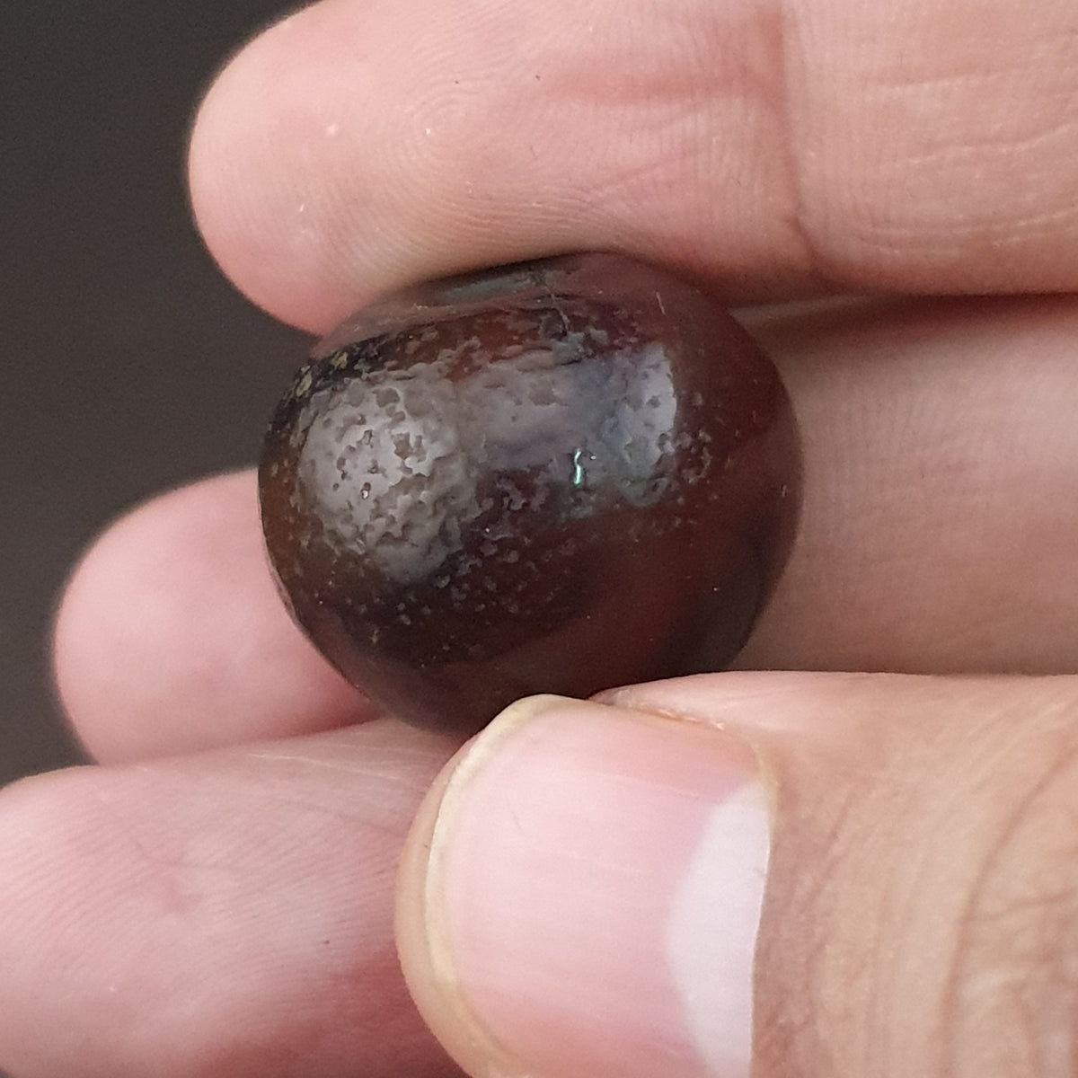 Vintage Natural Pattern Suliemani Tire Shape Agate Bead Amulet