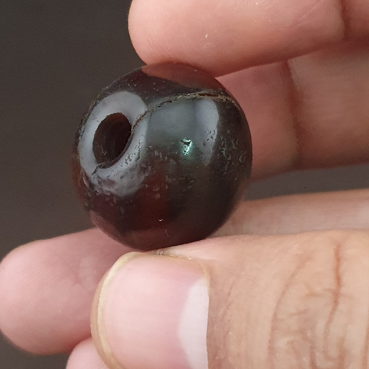 Vintage Natural Pattern Suliemani Tire Shape Agate Bead Amulet