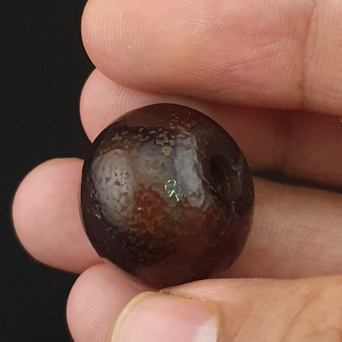 Vintage Natural Pattern Suliemani Tire Shape Agate Bead Amulet