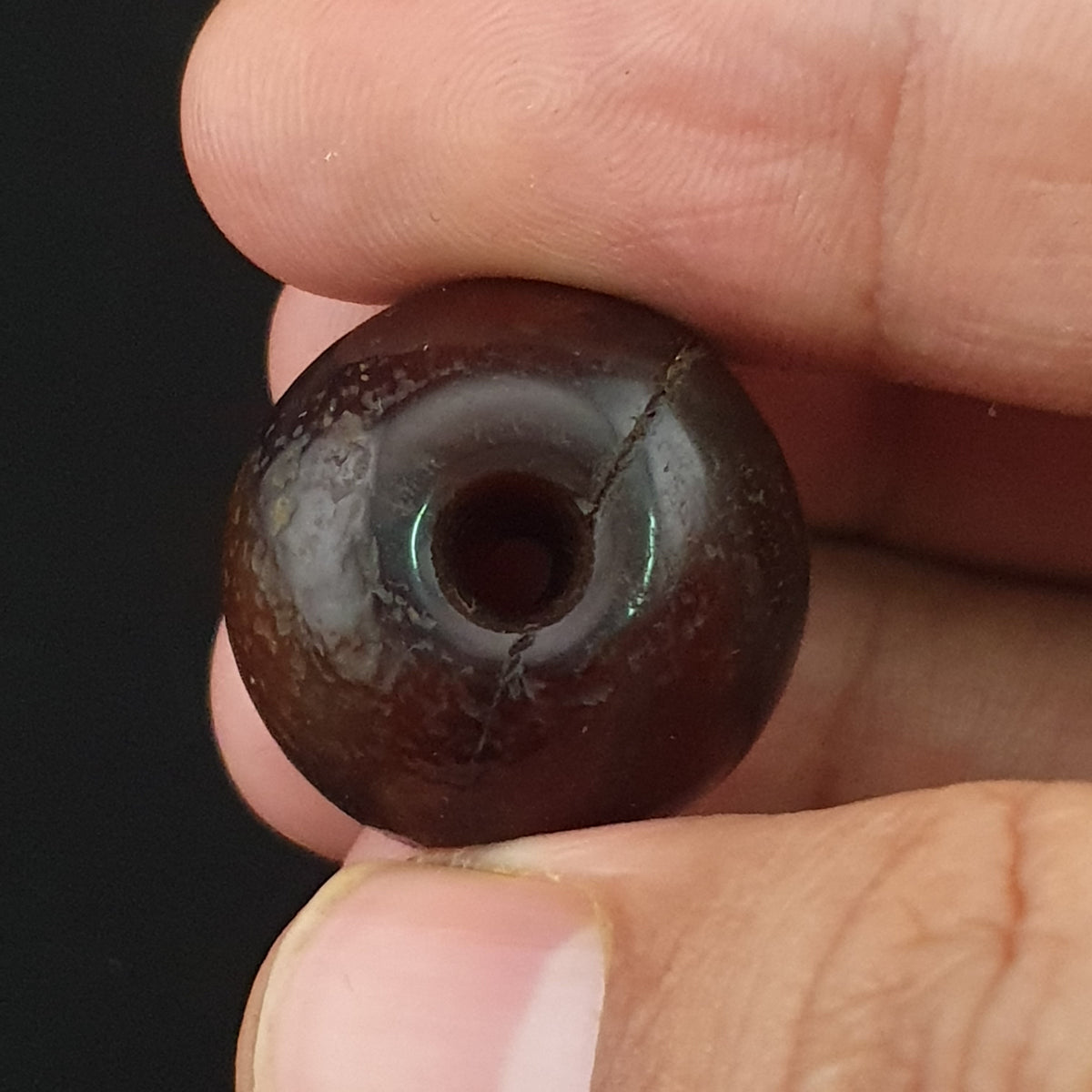 Vintage Natural Pattern Suliemani Tire Shape Agate Bead Amulet