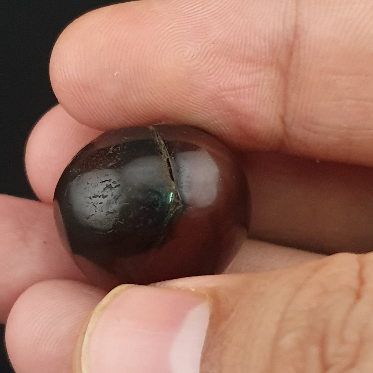 Vintage Natural Pattern Suliemani Tire Shape Agate Bead Amulet