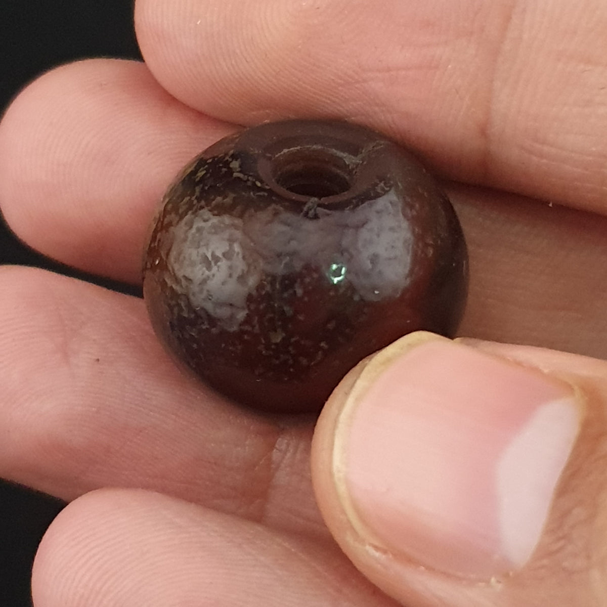 Vintage Natural Pattern Suliemani Tire Shape Agate Bead Amulet