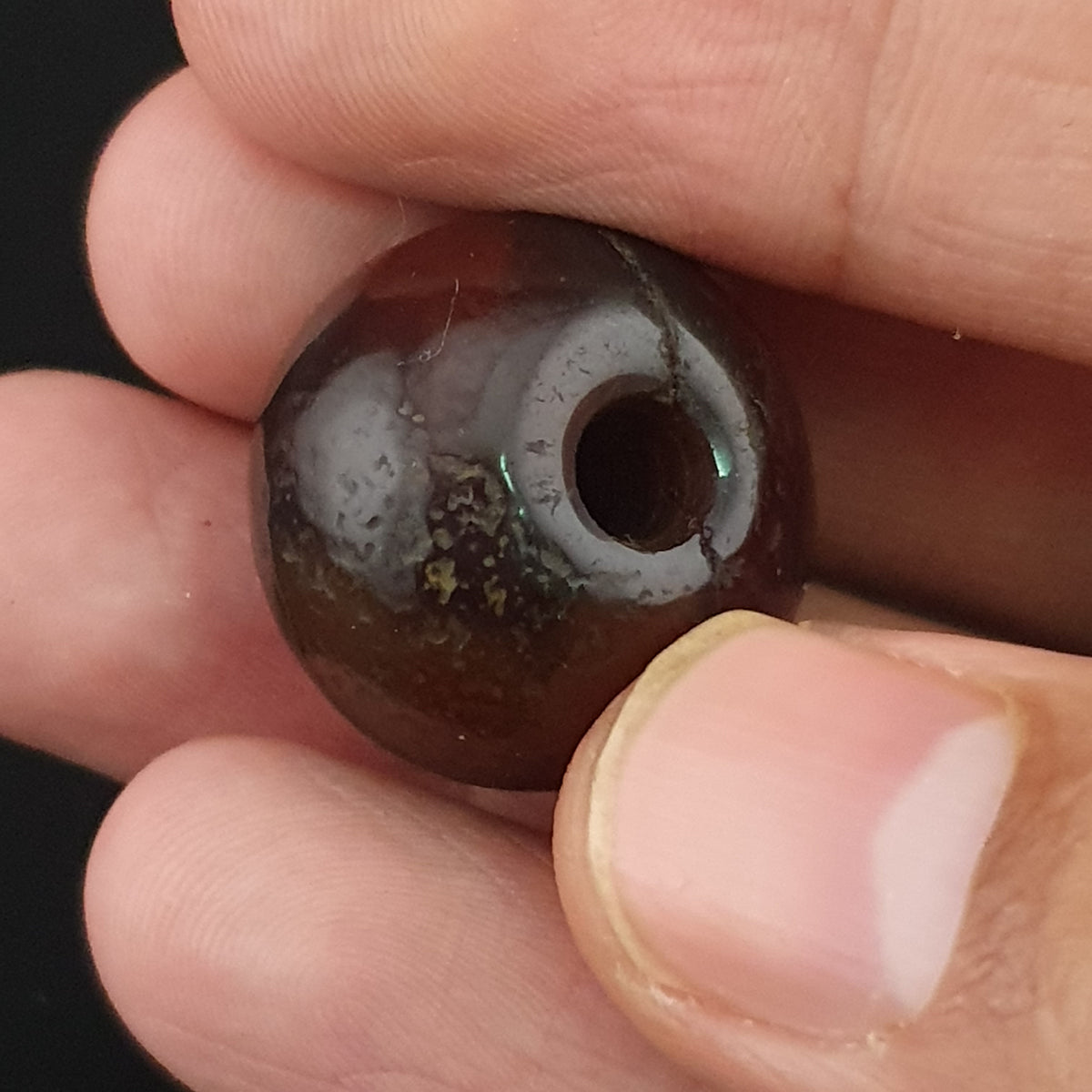 Vintage Natural Pattern Suliemani Tire Shape Agate Bead Amulet