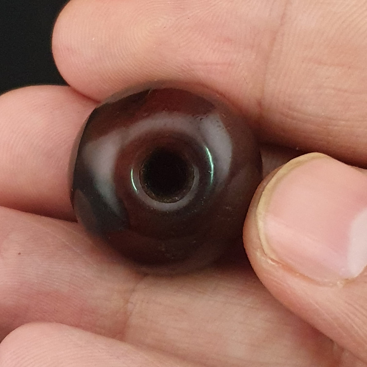 Vintage Natural Pattern Suliemani Tire Shape Agate Bead Amulet