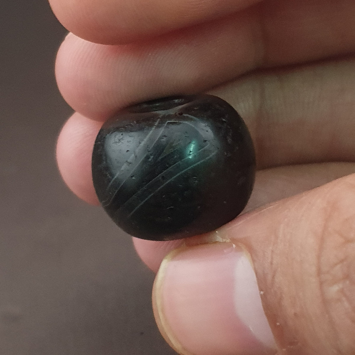 Amulette en agate de forme pneu Suliemani, motif naturel vintage