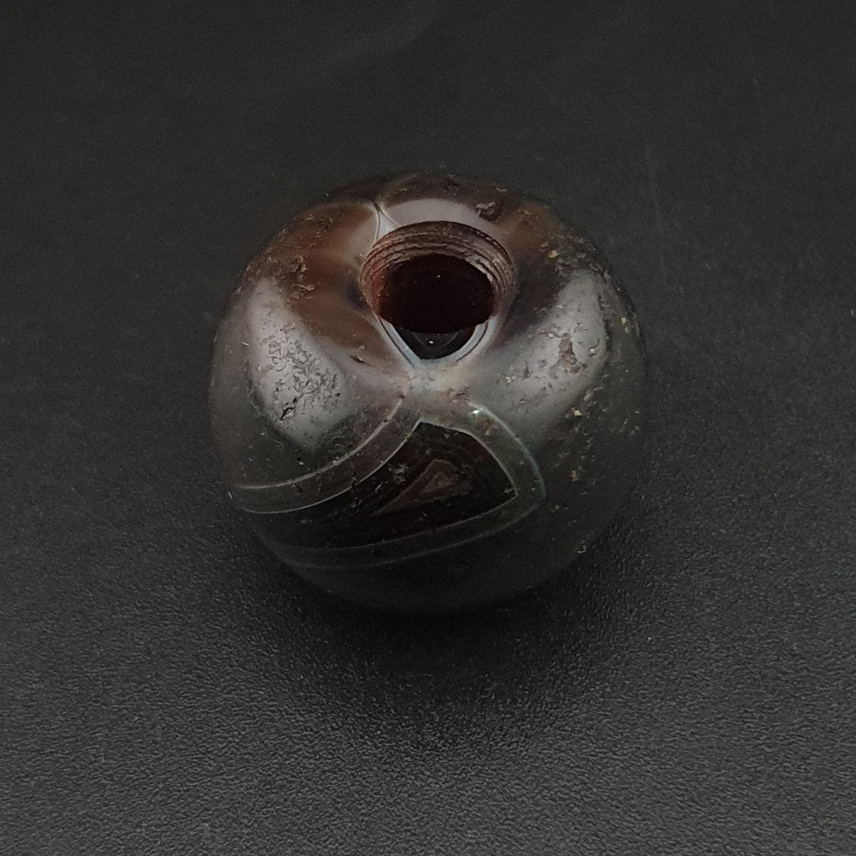 Amulette en agate de forme pneu Suliemani, motif naturel vintage