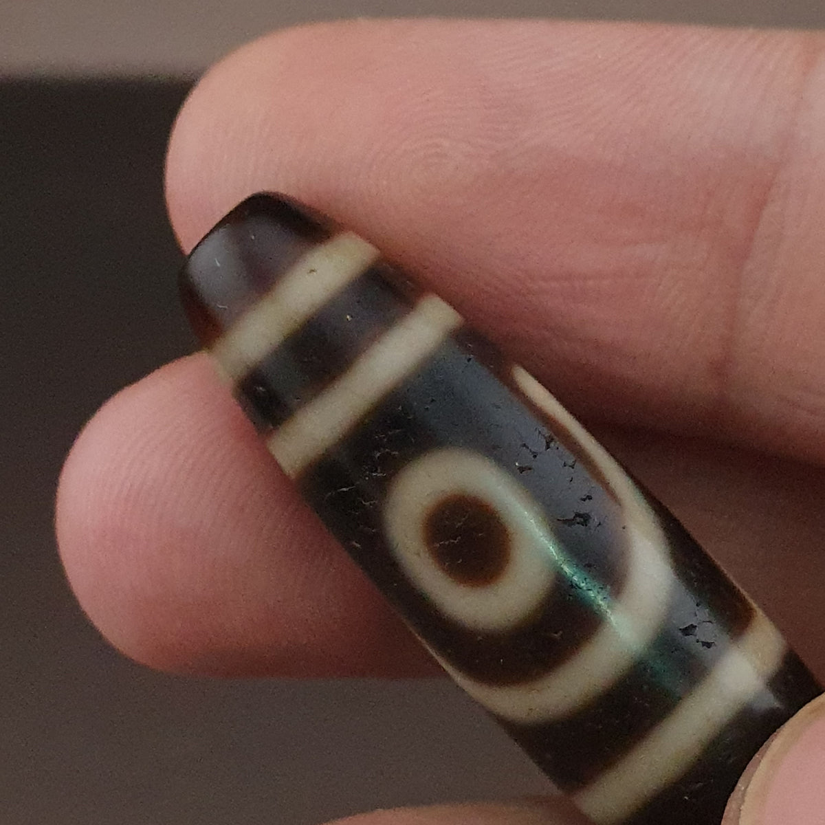 Antique Himalayan Tibetan 2 Eyes Agate Dzi Bead Amulet